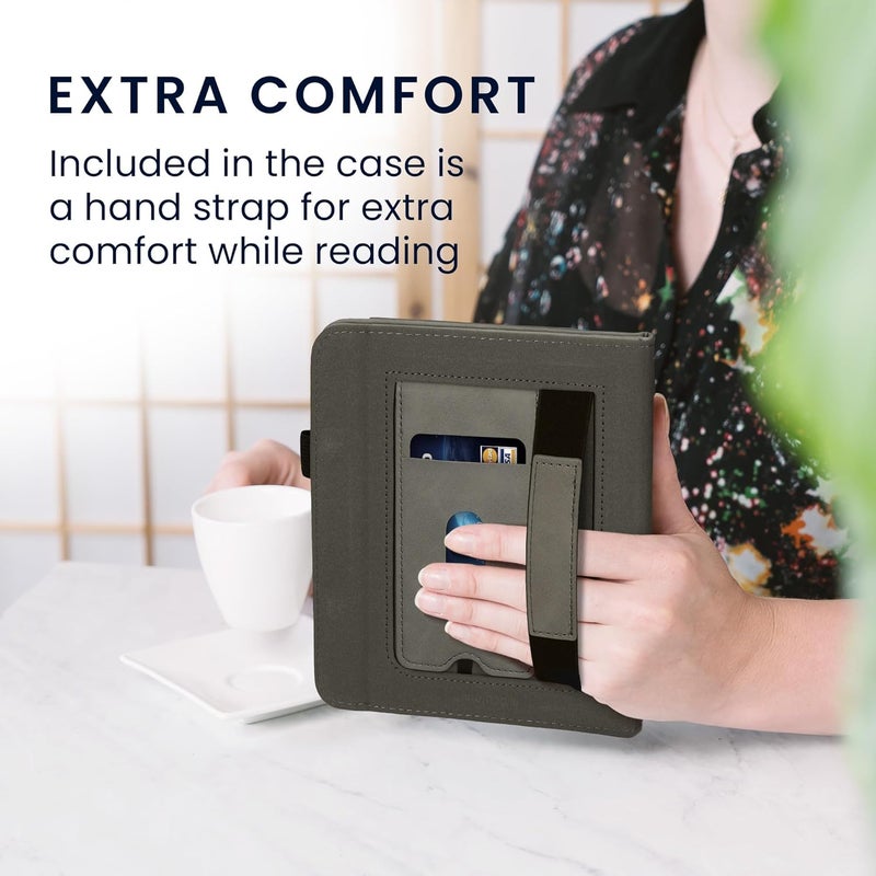 kwmobile Case Compatible with Kobo Libra Colour Case - Cover for eReader with Magnetic Closure - Grey - Image 2